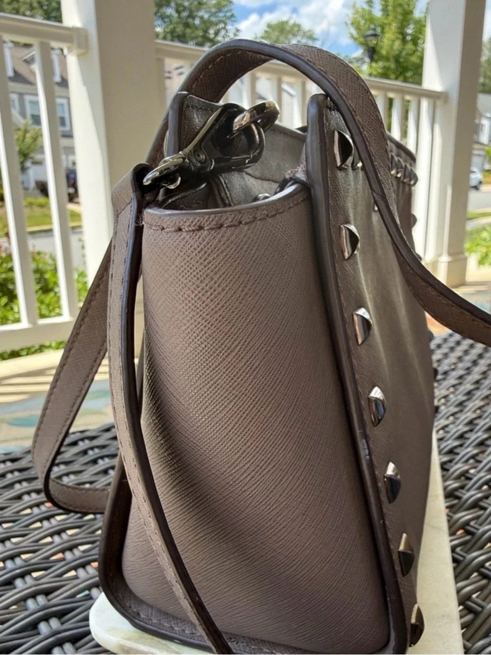 **20% OFF-1 DAY ONLY!! Michael Kors Brown Studded Crossbody Bag